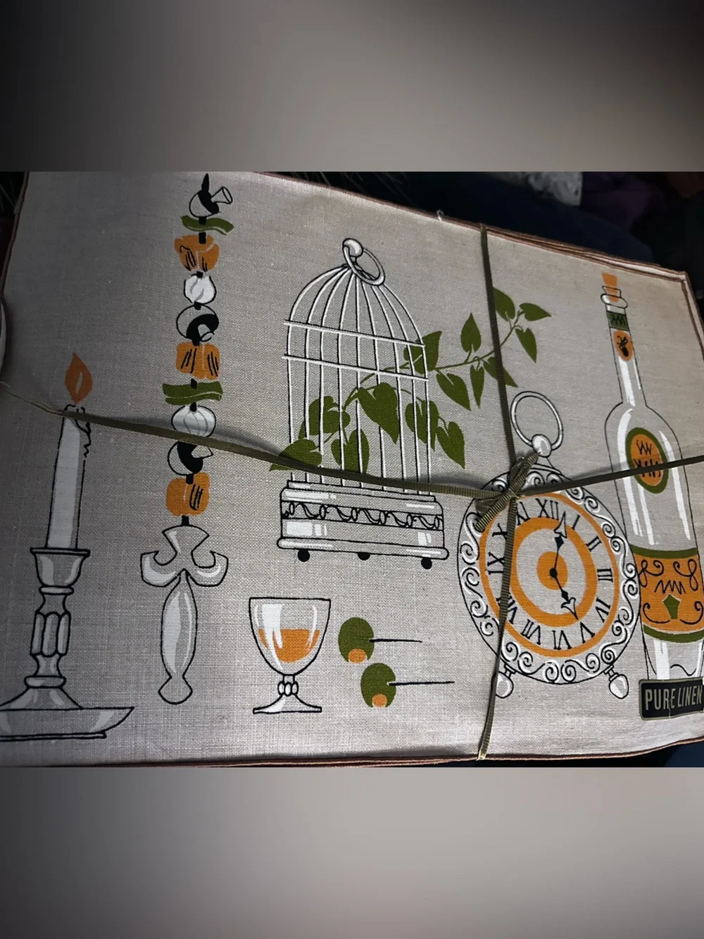 Vintage Belgian Belgium Table Linen Set 4 Placemats & 4 Napkins